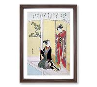 The First Day of Spring by Harunobu Suzuki Framed Print | A2 Walnut Framed Wall Art | Ready to Hang | Modern Landscape Picture | Living Room Bedroom Lounge Office