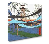 The First Race Course by Utagawa Hiroshige Canvas Print | Gallery Wrapped 30mm Frame Wall Art | 14x14 inches | Ready to Hang | Asian Picture | Living Room Bedroom Lounge Office