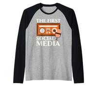 The First Social Media Radio Operator Transmission Ham Radio Raglan Baseball Tee
