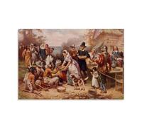 The First Thanksgiving By Jean Leon Gerome Ferris Artists Works Printed Posters Canvas Wall Art Picture Prints Hanging Photo Idea Decor 20x30inch(50x75cm)
