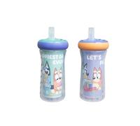 The First Years Bluey Insulated Straw Cup - Bluey Sippy Cups with Straw - Kids Water Bottles - 9 Oz - 2 Count - Ages 9 Months and Up
