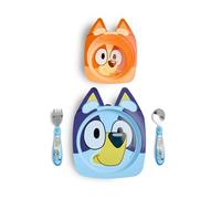The First Years Bluey Kids Dinnerware Set, Includes Bluey Suction Plate, Bingo Suction Bowl and Stainless Steel Cutlery for Toddlers, Toddler Feeding Essentials