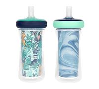 The First Years Insulated Straw Cup for Toddlers 2pk - Wild and Free & Marbled - Dark Blue, 9 Ounces