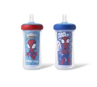 The First Years Spidey and His Amazing Friends Insulated Straw Cups - Toddler Cups with Straws and DropGuard Protection - Kids Water Bottles - 9 Oz - 2 Count - Ages 18 Months and Up