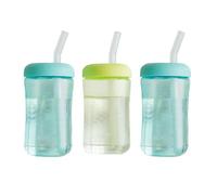 The First Years Squeeze & Sip Toddler Straw Cups - Squeezable Transition Sippy Cup with Silicone Straw - Toddler Feeding Supplies - 7 Oz - 3 Count - Ages 6 Months and Up