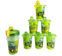 The First Years Take & Toss John Deere Sippy Cups - Reusable Toddlers Cups with Lids - Kids Party Pack with 2 Travel Caps - 10 Oz - 10 Count