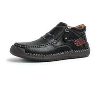 The First Young Driving Boots Men, Handmade Premium Leather Slip on Driving Boots, Mens Arch Support Shoes (Black,14)