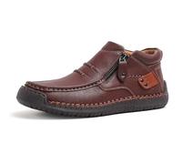 The First Young Driving Boots Men, Handmade Premium Leather Slip on Driving Boots, Mens Arch Support Shoes (Brown,13)