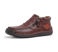 The First Young Driving Boots Men, New Men’s Handmade Premium Leather Slip-On Driving Boots Travel, for Outdoor,everyday life (Dark Brown,6)