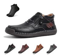 The First Young Driving Boots, Men’s Handmade Premium Leather Slip-On Driving Boots Travel & Outdoor, Non-slip Arch Support (Black, Adult, Men, 8, Numeric, UK Footwear Size System, Medium)