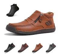 The First Young Driving Boots, Men’s Handmade Premium Leather Slip-On Driving Boots Travel & Outdoor, Non-slip Arch Support (Light Brown, Adult, Men, 7, Numeric, UK Footwear Size System, Medium)