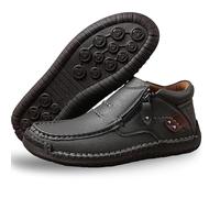 The First Young Mens Slip Ons,Men’s Handmade Premium Leather Slip-On Work Hiking Causal Shoes (Grey,9)