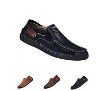 The First Young Shoes Men, 2025 New Men’s Handmade Premium Leather Slip-On Driving Boots(Black,US7.5)