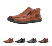 The First Young Shoes Men, Handmade Premium Leather Slip on Driving Boots Travel & Outdoor (Brown,7.5)