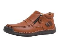 The First Young Shoes Men, Men’s Handmade Premium Leather Slip-On Boots, for Outdoor &Travel (Light brown,40)