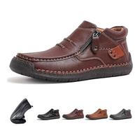 The First Young Shoes Men, Men’s Handmade Premium Leather Slip-On Driving Boots for Travel & Outdoors (Red,9)
