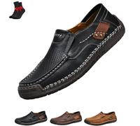 The First Young Shoes Men, Men’s Handmade Premium Leather Slip-On Driving Boots Travel & Outdoor，for Everyday Use(Black-A,10.5 UK)
