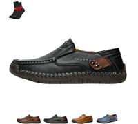 The First Young Shoes Men, Men’s Handmade Premium Leather Slip-On Driving Boots Travel & Outdoor，for Everyday Use(Black,7.5 UK)