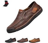 The First Young Shoes Men, Men’s Handmade Premium Leather Slip-On Driving Boots Travel & Outdoor，for Everyday Use(Brown-C,8.5 UK)