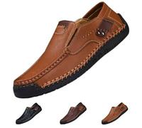 The First Young Shoes Men,Men's Casual Leather Loafers Shoes,Casual Slip on (Brown,40)