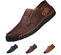 The First Young Shoes Men,Men's Casual Leather Loafers Shoes,Casual Slip on (Dark Brown,38)