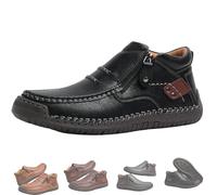 The First Young Shoes Men, The First Young Driving Boots Men, Men’s Handmade Premium Leather Slip-On Driving Boots (12,Black)
