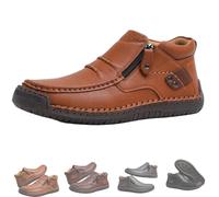 The First Young Shoes Men, The First Young Driving Boots Men, Men’s Handmade Premium Leather Slip-On Driving Boots (11,Light brown)