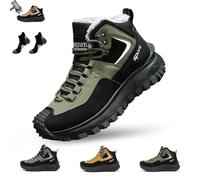 The First Young Shoes Men, The First Young Safety Work Orthopedic Hiking Boots, Puncture Proof Non Slip Safety Shoes with Arch Support for Work, Hiking & Outdoor(WARMGreen,9 UK)