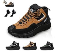 The First Young Shoes Men, The First Young Safety Work Orthopedic Hiking Boots, Puncture Proof Non Slip Safety Shoes with Arch Support for Work, Hiking & Outdoor(Khaki,10.5 UK)