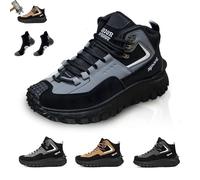 The First Young Shoes Men, The First Young Safety Work Orthopedic Hiking Boots, Puncture Proof Non Slip Safety Shoes with Arch Support for Work, Hiking & Outdoor(Grey,9 UK)