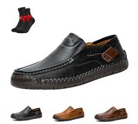 The First Young Shoes Men, Thefirstyoung Orthopedic Leather Boots, Leather Slip-On Driving Boots Travel & Outdoor(Black,9 UK)