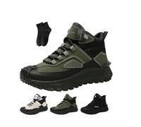 The First Young Shoes Men,Thefirstyoung Work Boots Orthopedic Boots for Men Wide Toe Arch Support Orthopedic Hiking Sneakers Puncture Proof Slip on Sneakers (Black/Green,40EU)
