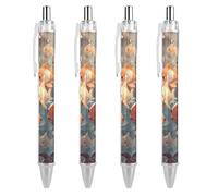The Fish Are Swimming Around Ballpoint Pens 4 PCS Retractable Smooth Writing Pens with Quick-Drying Ink, Comfort Grip Office Black Pens for Everyday Use, Bulk Office Supplies for Professionals