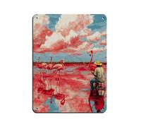 The Fisherman And The Flamingo Retro Poster Metal Tin Sign Chic Art Retro Iron Painting Bar People Cave Cafe Family Garage Poster Wall Decoration 12x16inch(30x40cm)