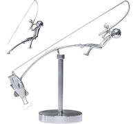 The Fisherman Balancing Sculpture, Kinetic Fishing Sculpture - Balance Art for Your Space, Fisherman Kinetic Balancing Desk Toy Fishing Physics Statue for Home Office Art Deco (1pcs)