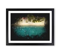 The Fishing Boat Paint Splash Modern Art Framed Print | A2 Black Framed Wall Art | Ready to Hang | Modern Vehicle Picture | Living Room Bedroom Lounge Office