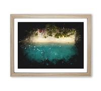 The Fishing Boat Paint Splash Modern Art Framed Print | A3 Oak Framed Wall Art | Ready to Hang | Modern Vehicle Picture | Living Room Bedroom Lounge Office