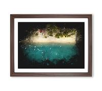 The Fishing Boat Paint Splash Modern Art Framed Print | A3 Walnut Framed Wall Art | Ready to Hang | Modern Vehicle Picture | Living Room Bedroom Lounge Office