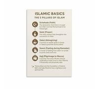 The Five Pillars of Islam Chart Educational Islamic Poster Wall-Art for Classroom Study Room Muslim Room Decor(Unframed,12x18inch(30x45cm))