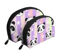 The Five-Pointed Panda Printed Makeup Bags 2-Piece Portable Shell Travel Toiletry Bag