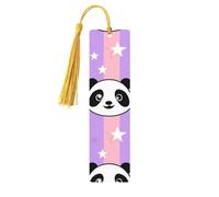 The Five-Pointed Panda Unique Double-Sided Artwork Printed Wooden Bookmarks, Artistic Book Accessories Birthday Presents for Men Women Presents for Book Lovers