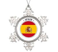 The Flag of Spain Christmas Ornament Metal Snowflake Pendants for Christmas Tree Decorations Xmas Gift, 3 Inch