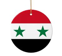 The flag of Syria Print Ceramic Holiday Ornament Set, Personalized Christmas Tree Decor Hanging Pendant 9cm