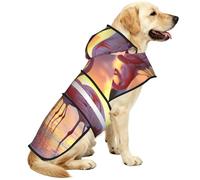 The Flamingo Under The Setting Sun Waterproof Dog Raincoat And Rain Jacket For Small Medium Large Dogs With Reflective Stripes And Adjustable Belly Strap