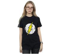 The Flash Distressed Logo Boyfriend Fit Cotton Boyfriend T-Shirt DC Comics Black M
