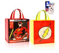 The Flash Tote Bag - Superhero Reusable Bag Bundle Includes 2 Flash Groccery Bags, Create-A-Face Sticker Book, More | DC Comics Tote Bag