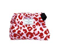 The Flat Lay Co Drawstring Makeup Bag, Organiser for Cosmetics, Ideal for Everyday Use & Travel, Folds Out Storage for Makeup, Pink Leopard Print