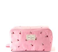 The Flat Lay Co. Flat Lay Makeup Box Bag - Ditsy Cherries Pink Embroidered Velvet