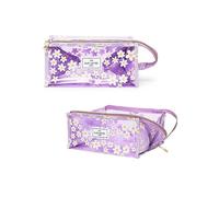The Flat Lay Co. Lilac Daisy Jelly Open Flat Makeup Box Bag