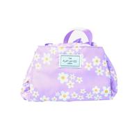 The Flat Lay Co. Makeup Bag - Lilac Daisy Travel Make Up Organiser for Cosmetics, Eyeshadow, Make-Up Brushes, Lipstick & Tools - Drawstring Makeup Bag Storage with Brush Holder & Large Pockets